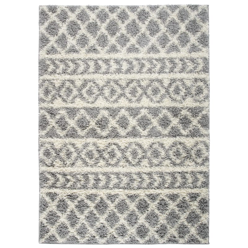 World Rug Gallery Trellis Geometric Plush Shag Area Rug