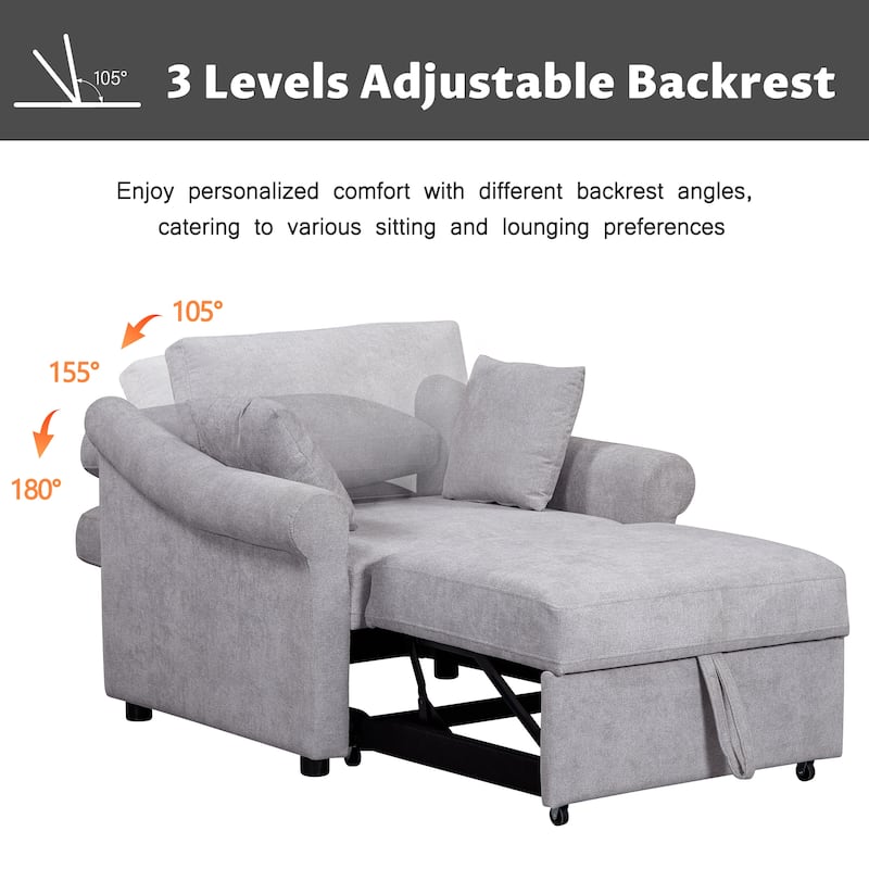 3 IN 1 Convertible Sleeper Lounger Chair with Adjustable Backrest