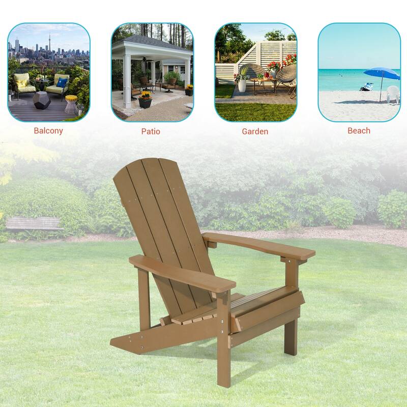 BONOSUKI Patio Adirondack Chair with Cupholder,Weather Resin-Set of 2