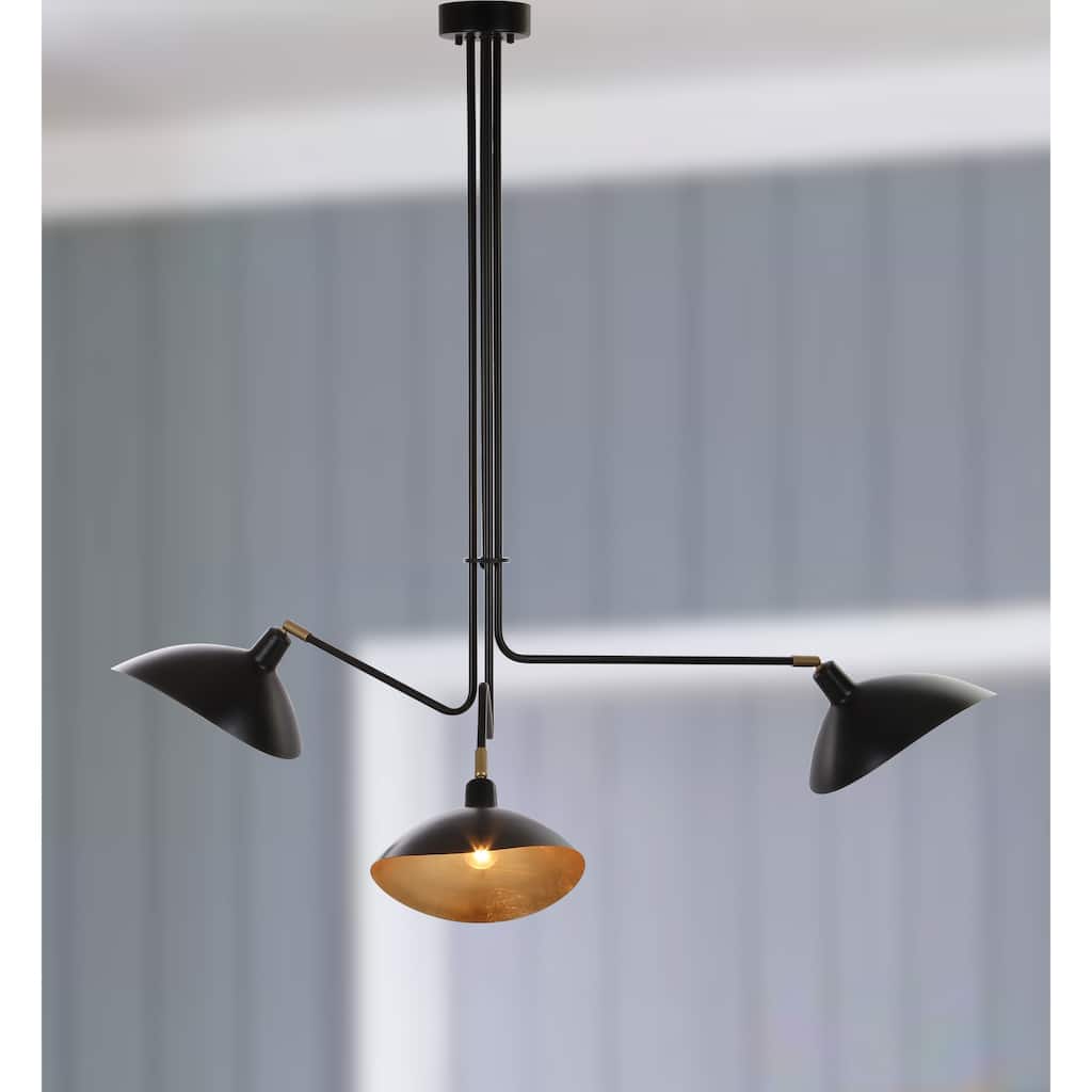 SAFAVIEH Lighting Felisha 3-Light Black Metal Pendant - 39" W x 39" D x 46" H - 39Wx39Dx46H