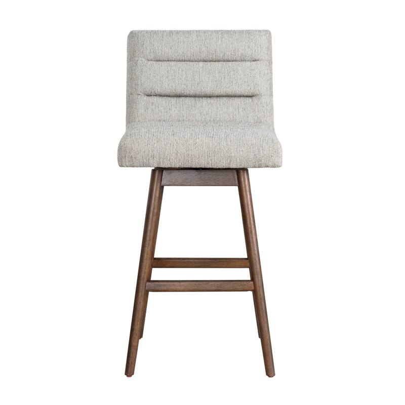 Elias Modern Swivel Bar Stool, Upholstered Counter Stool with Solid Wood Frame