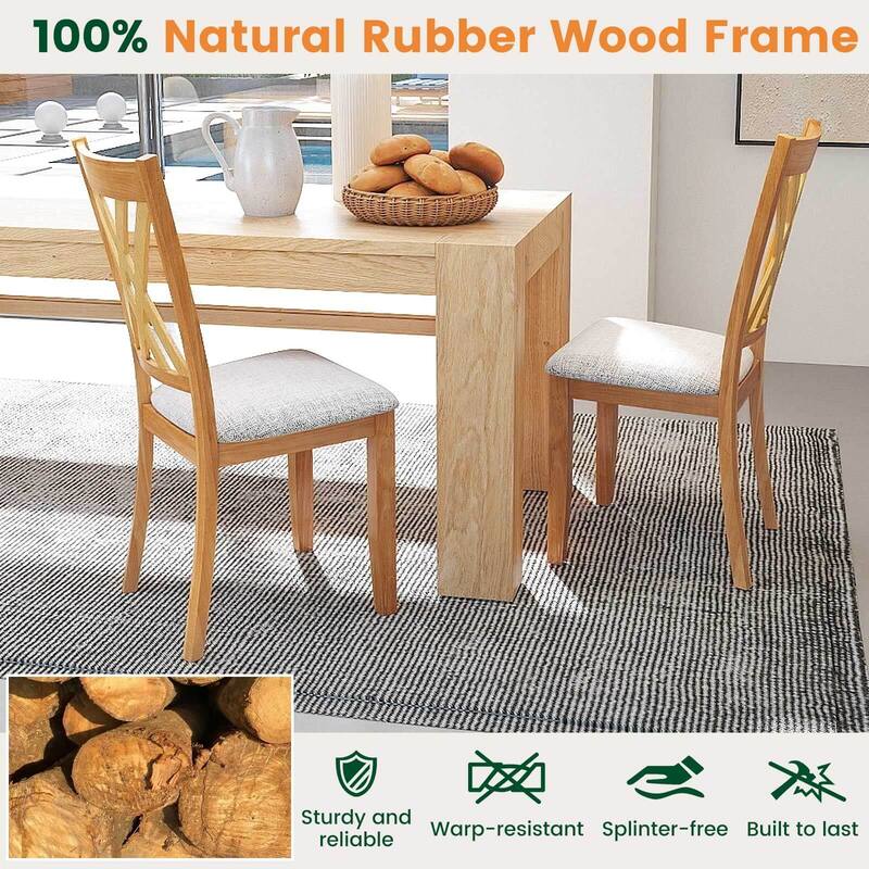 Costway 4 PCS Linen Fabric Upholstered Kitchen Armless Chairs with - See Details