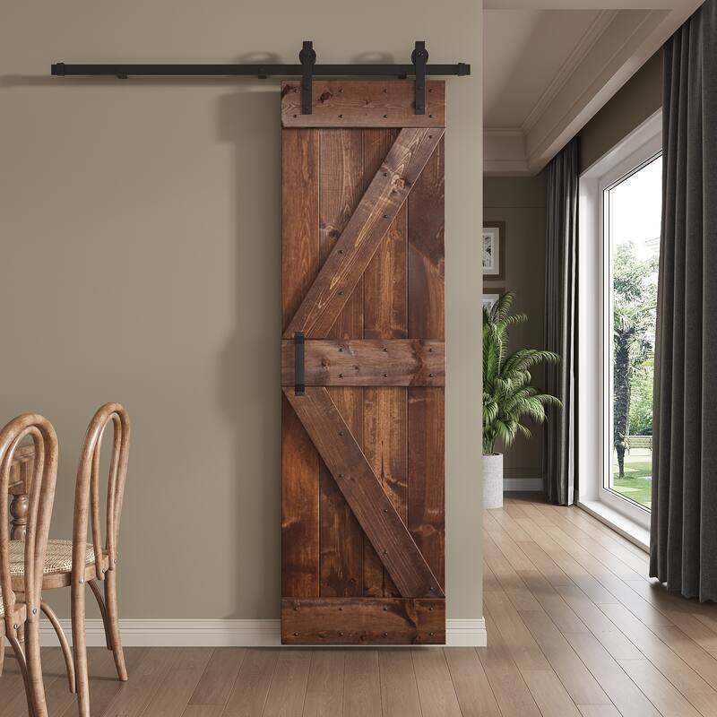 Coast Sequoia 24in x 84in K Series Pine Wood Sliding Barn Door With Hardware Kit