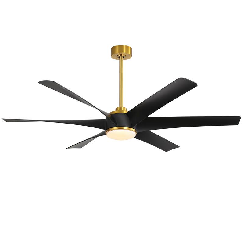 65-inch Black 6-Blade LED Ceiling Fan with Light and Remote