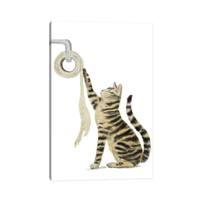 iCanvas "Tabby Cat And Toilet Paper" by Alexey Dmitrievich Shmyrov Canvas Print
