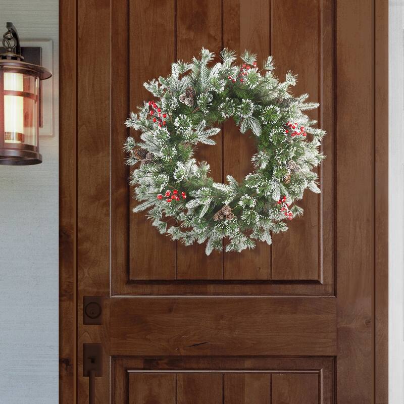 Flocked Pine Artificial Christmas Wreath - 24” - Unlit