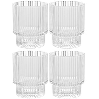 Classic Smoke Drinking Glasses Round Tumbler Cups Set of 4 - 18 Oz  Dishwasher Safe