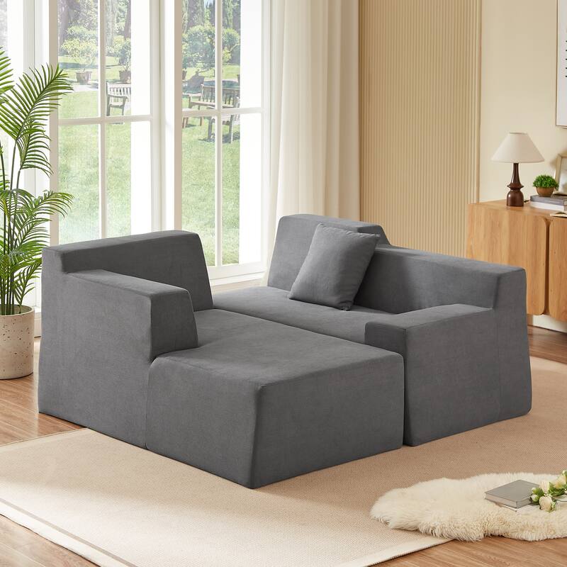 Rossetta L-Shaped Design Left-Facing Modern Minimalist Corduroy High Raised Thickened Back Sofa