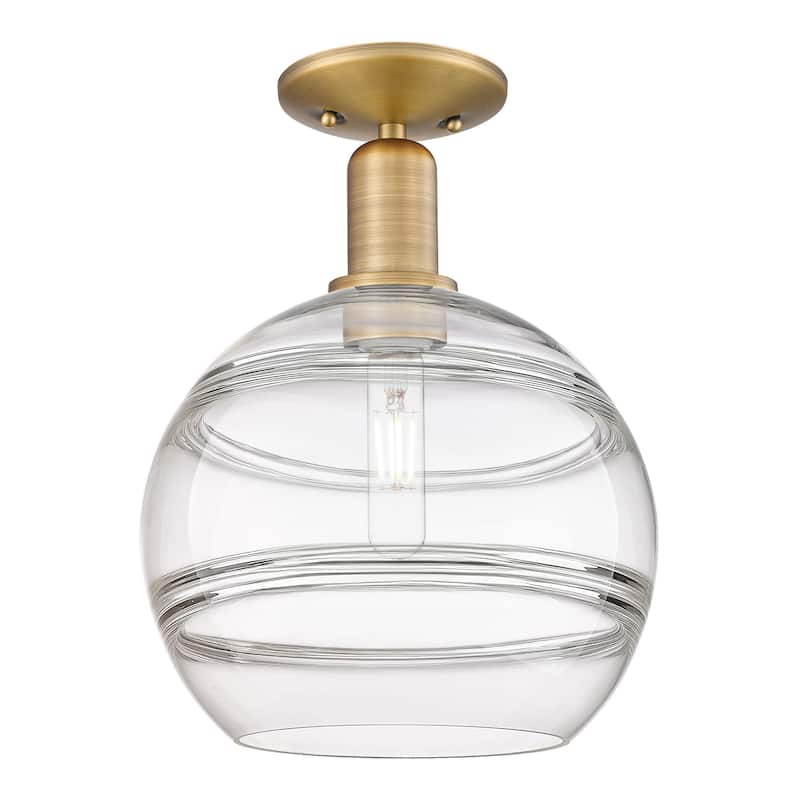 Innovations Lighting 716-1C-14-10 Rochester Semi-Flush Rochester 10" - Brushed Brass / Clear