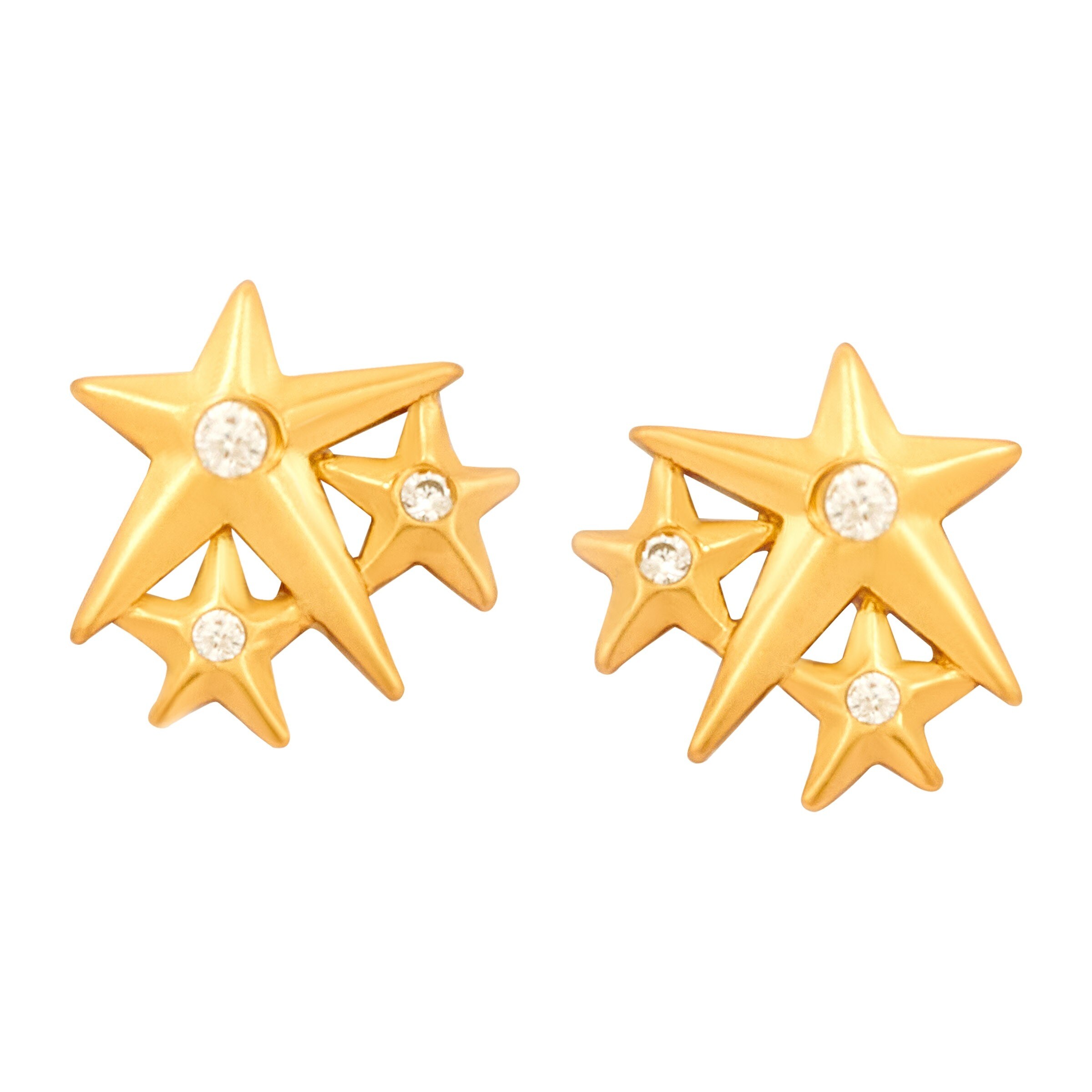 Chrysalis Charmed Rhodium-Flashed Brass Lucky Star Stud Earrings