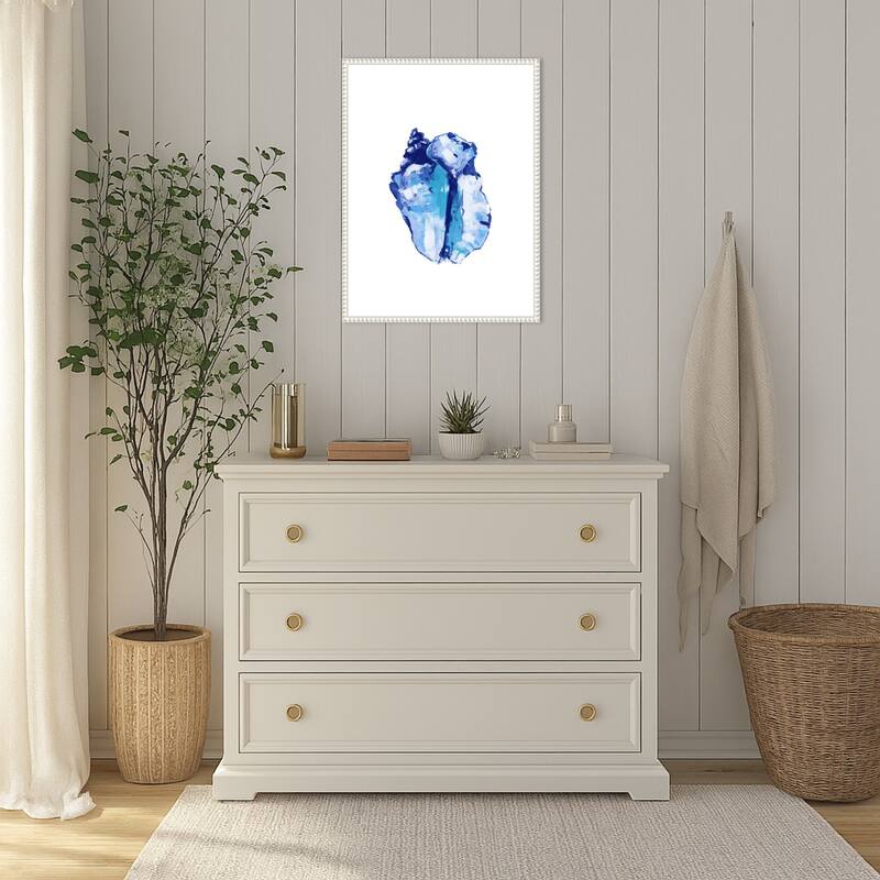 Blue Seashell On White Background No. 1 by Cartissi (18 x 24 in.), Framed Canvas Wall Art Print