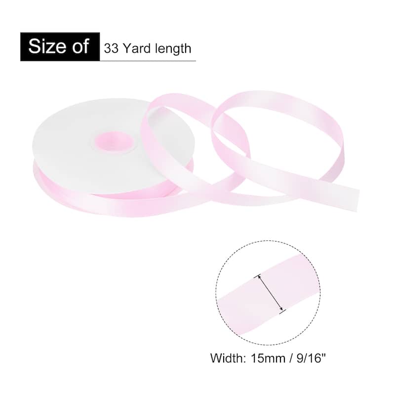 Double Faced Solid Satin Ribbon Polyester Fabric Roll for Gift Party - Light Pink - 9/16" x 33 Yard
