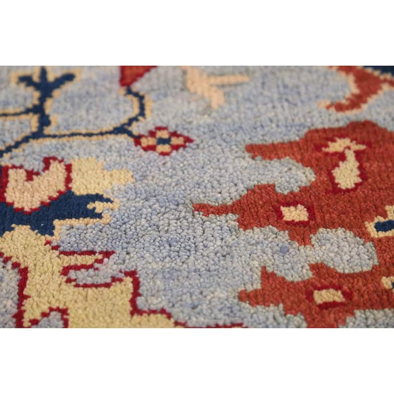 Blue & Orange Heriz Serapi Indian Area Rug Handmade Wool Carpet - 9'0" x 11'9"