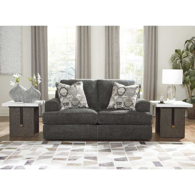 Signature Design by Ashley Karinne Smoke Loveseat - 70"W x 41"D x 39"H