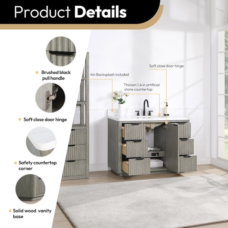 Miseno MV-NM-704148 Cadiz 48" Free Standing Single Basin Vanity Set