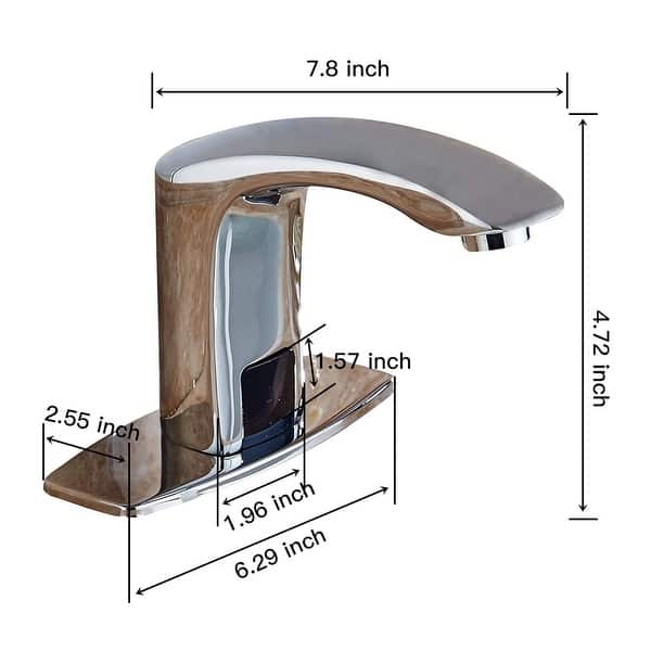 dimension image slide 1 of 3, Chrome Touchless Bathroom Faucet with Hole Cover Plate