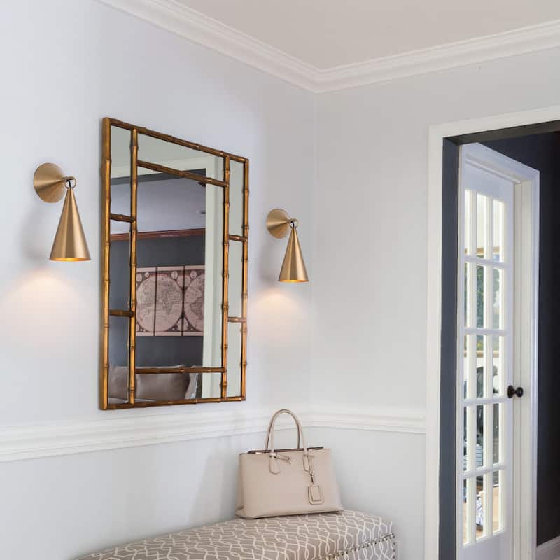 Industrial Bronze 1-Light Wall Sconce with Conical Metal Shade