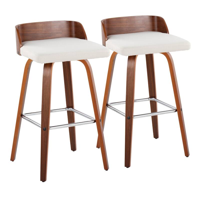 Carson Carrington Marstrand 30" Fixed-Height Bar Stool with Bent Wood Legs & Square Footrest (Set of 2)