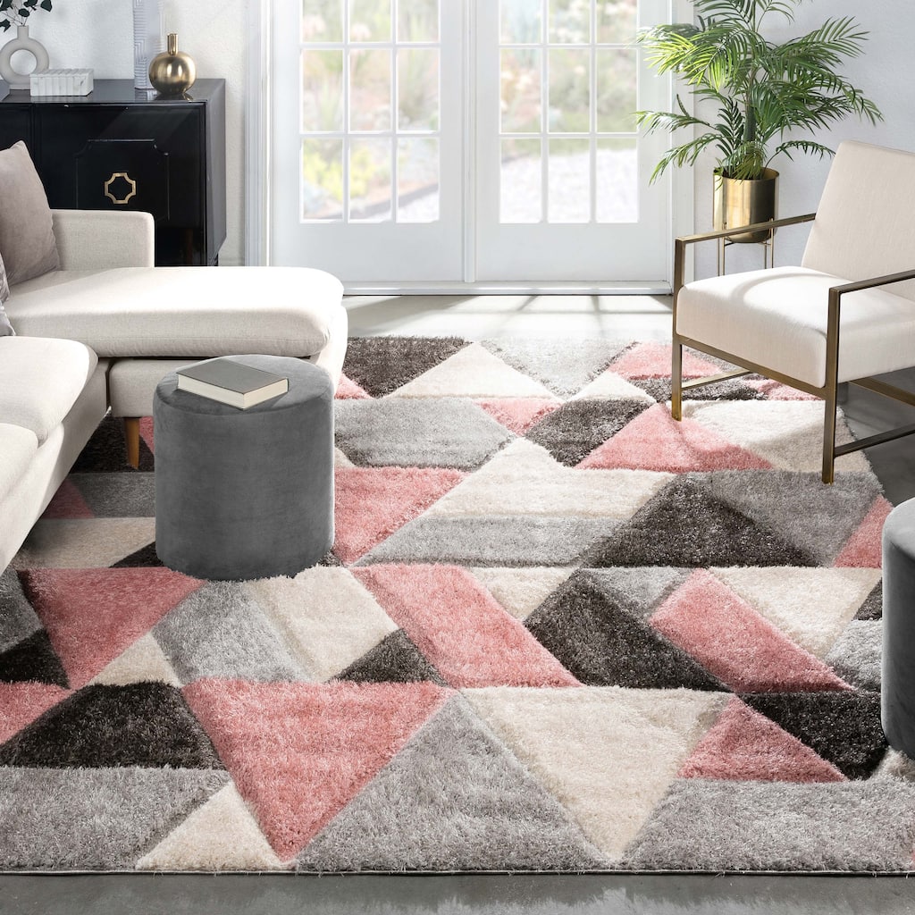 Well Woven San Francisco Holland Geometric Modern Carved Shag Area Rug