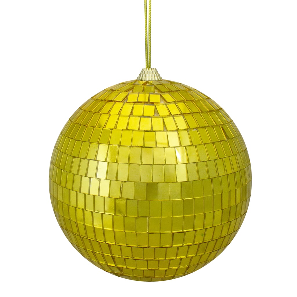 Golden Yellow Mirror Finish Glass Disco Christmas Ball Ornament 6" (150mm)