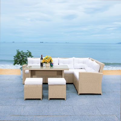 SAFAVIEH Outdoor Miki 5-piece Wicker Sectional Patio Dining Set