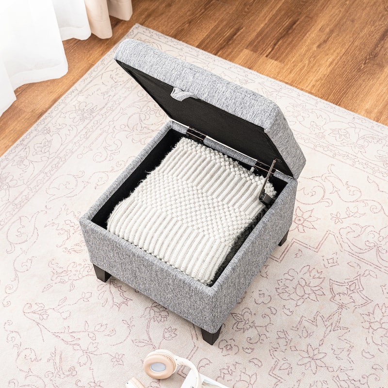 Adeco Faux Leather Tufted Flip Top Storage Ottoman