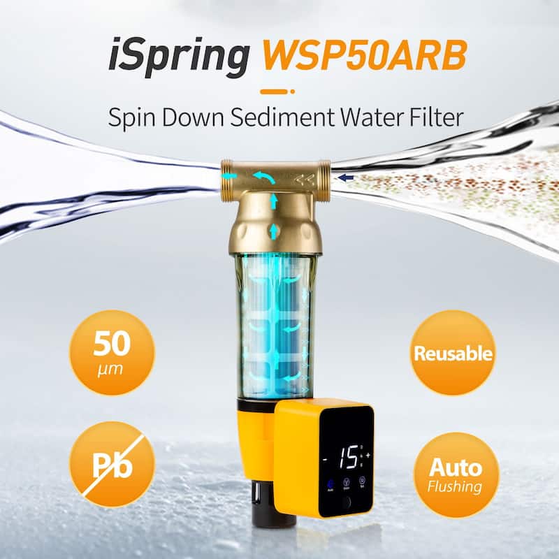 iSpring Resuable Spin-down Sediment Water Filter,Auto Flushing Module