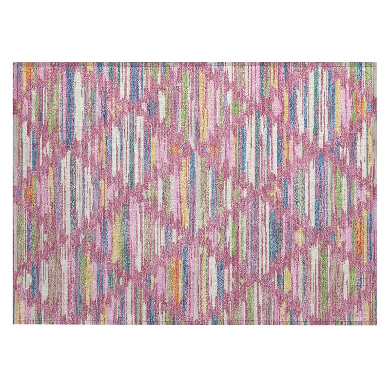 Machine Washable Indoor/ Outdoor Modern Trellis Chantille Rug