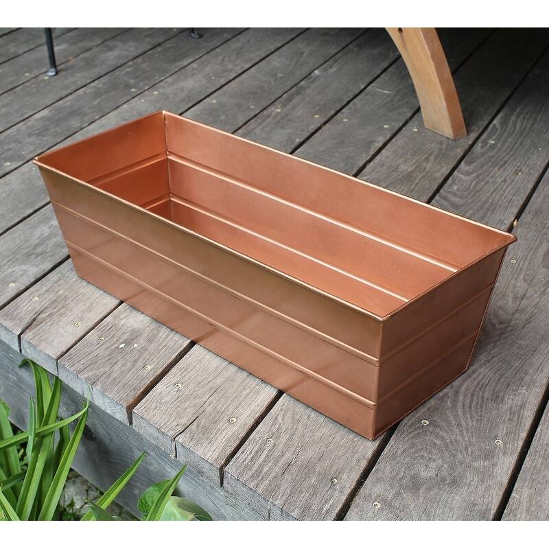 Achla Designs Medium Galvanized Steel Flower Box Planter, 24 Inch Wide