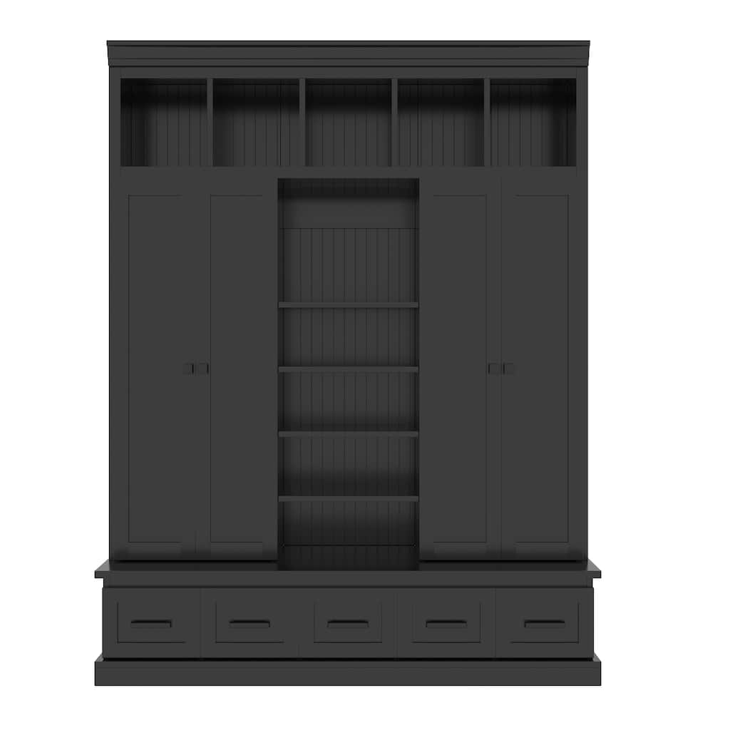 78.7" Entryway Organizer with Bench Cubbies Drawers and Adjustable Shelves - 62.4" D x 19.7" W x 78.7" H