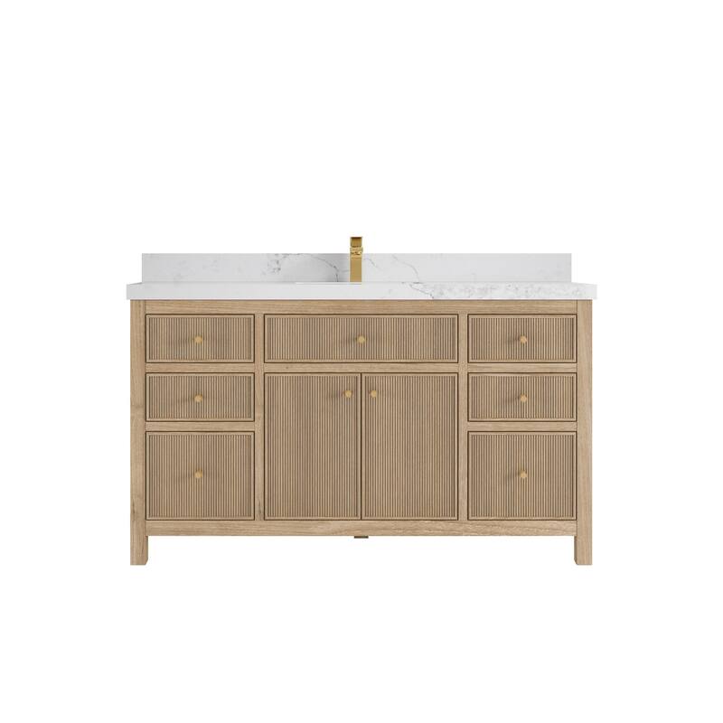Willow Collections 60 in. W x 22 in. D Sonoma Teak Wood Single Sink Bathroom Vanity with Countertop