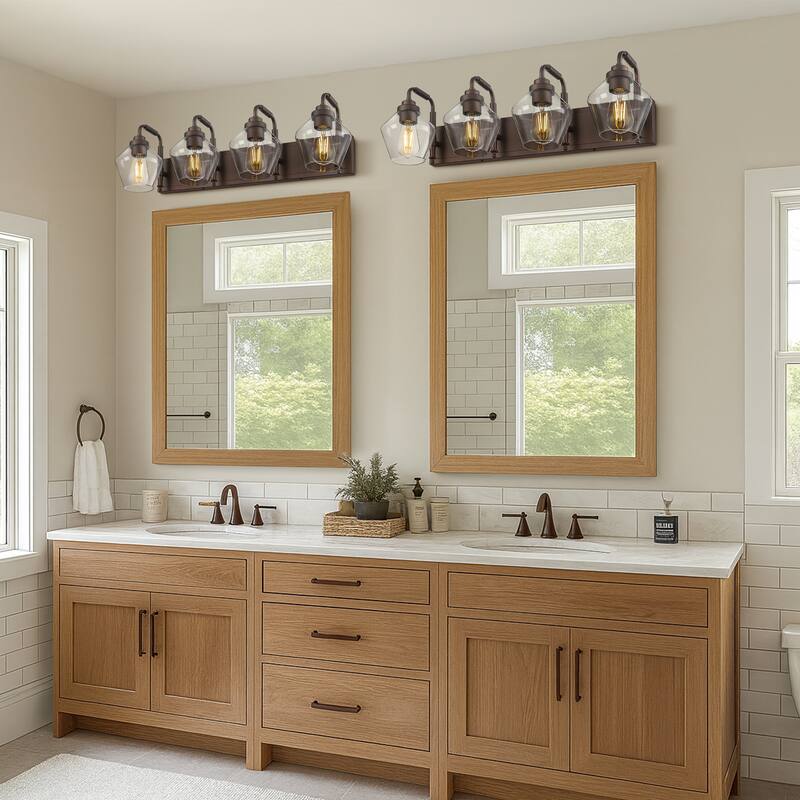 Modern 3/4-Light Bathroom Vanity Light in Oil-Rubbed Bronze/Gold