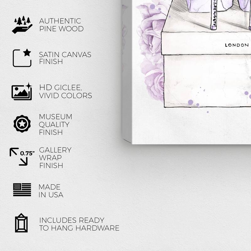Wynwood Studio Fashion and Glam Lavender and White Romantic Pair Purple and Lilac Glam Wall Art Canvas Print