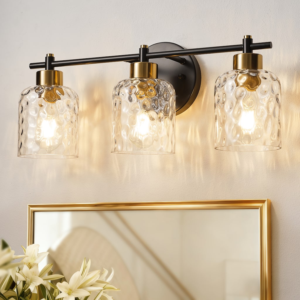 Starsky 2/3/4 Light Modern Dimmable Hammered Glass Bathroom Vanity Light