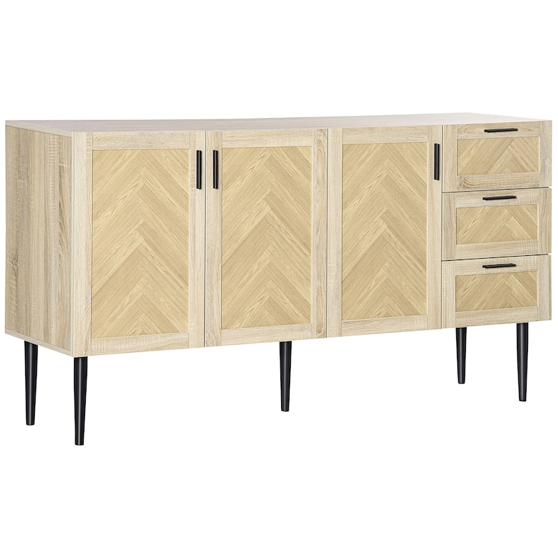 HOMCOM 61.5"L Buffet Cabinet, Rustic Sideboard with Adjustable Shelves