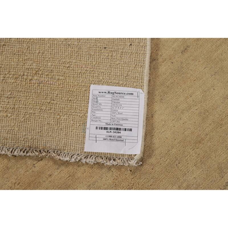 Gabbeh Oriental Runner Rug Hand-Knotted Wool Carpet - 4'1"x 11'3"