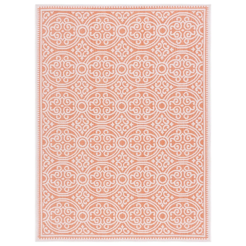 SAFAVIEH Bermuda Artimisia Geometric Indoor/Outdoor Waterproof Rug - 6'7" Square - Rust/Ivory