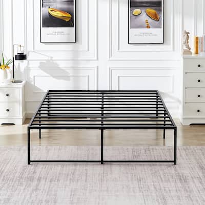 18-inch Full Size Metal Platform Bed Frame with Steel Slat