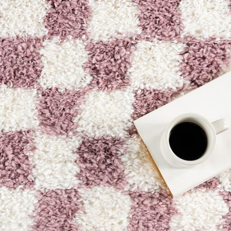 Nuloom Adelaide Mid-Century Checkered Shag Area Rug