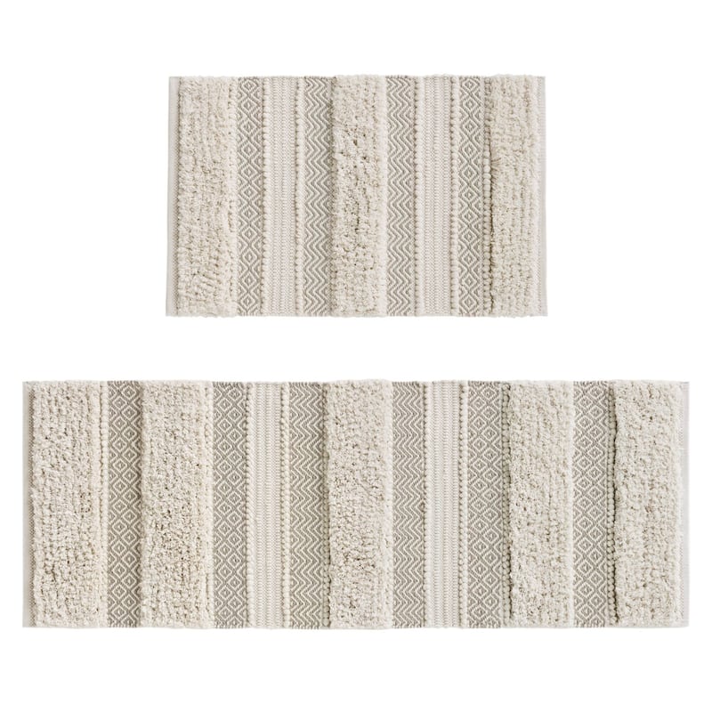 INK+IVY Asher Woven Texture Stripe Bath Rug