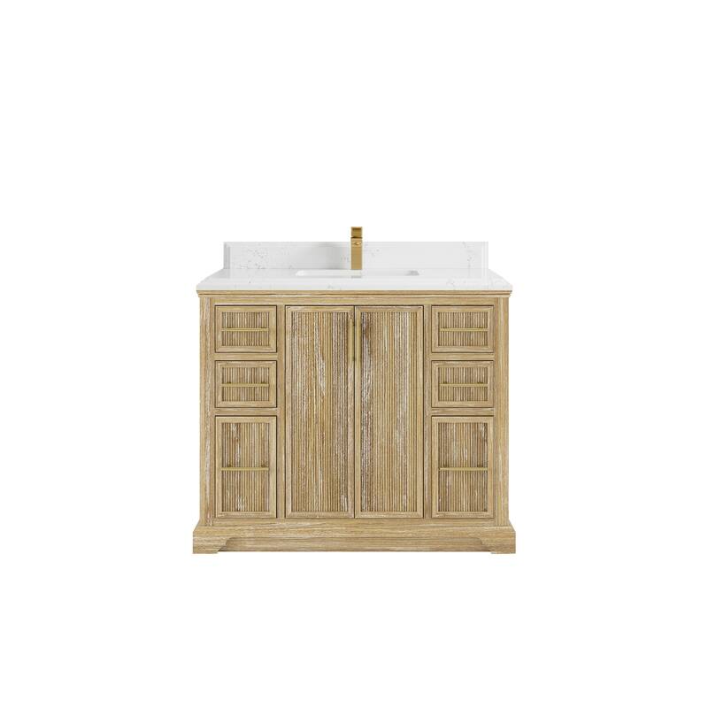Willow Collections 42 x 22 Alys Solid Teak Wood Single Sink Bathroom Vanity with Quartz or Marble Countertop