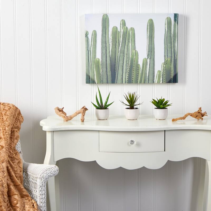 Decorative Agave Plant Set of 3 Modern Home Decor Living Room, Office, Tabletop Plants - 0.71ft.