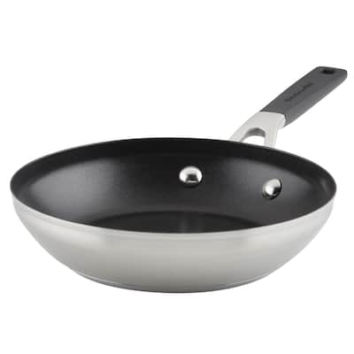 KitchenAid Stainless Steel Nonstick Induction Frying Pan, 8-Inch, Brushed Stainless Steel