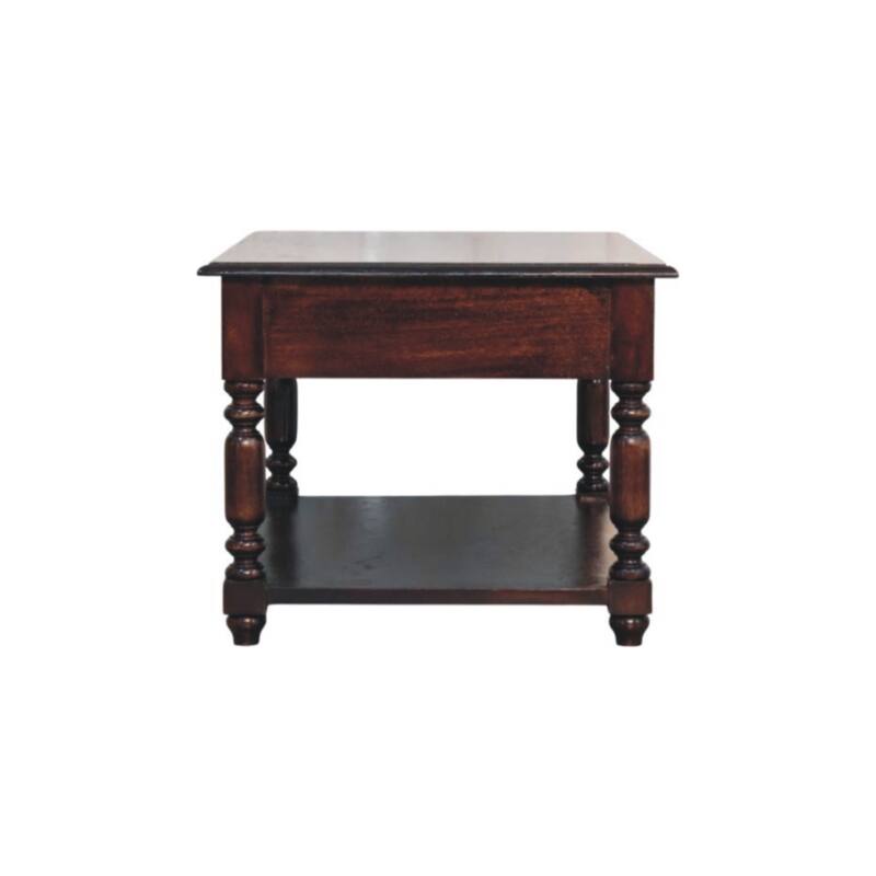Artisan Furniture Solid Wood Turned Legs Cherry Console Table, Dark brown,1 Drawer,1 Storage area