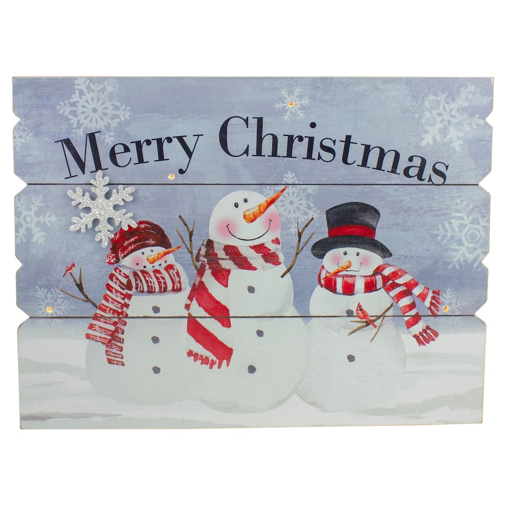 16" Lighted Snowmen 'Merry Christmas' Wall Decor