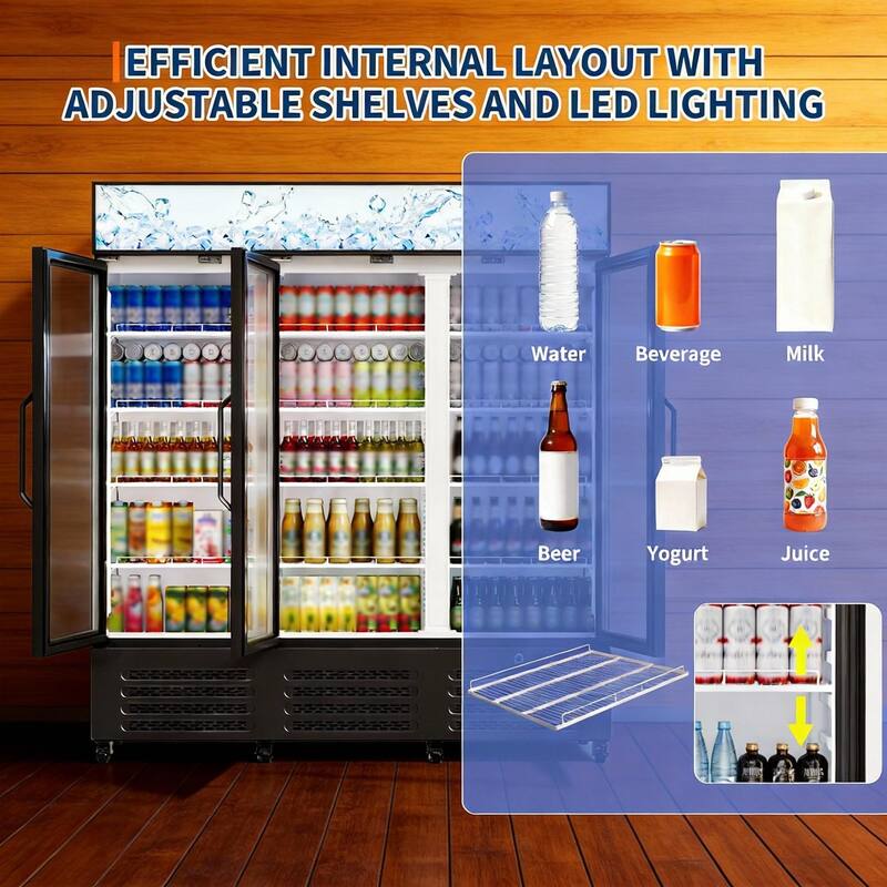 3 Glass Door Display Refrigerator, with 360° Circulation Cooling