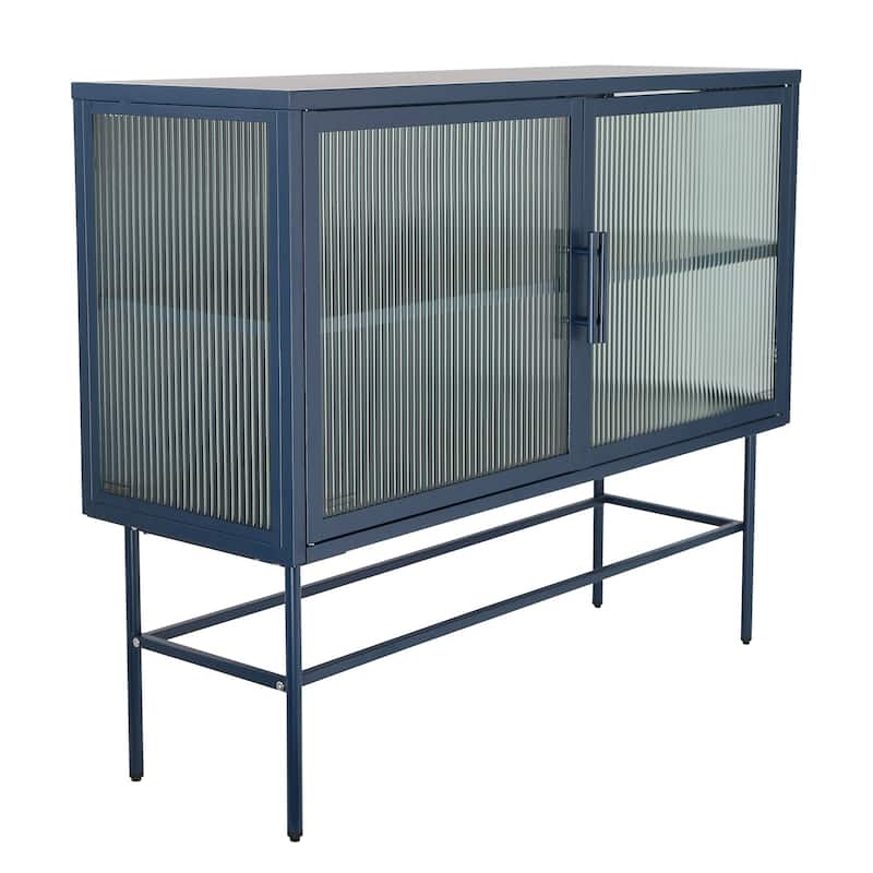 Console Table With 2 Fluted Glass Doors