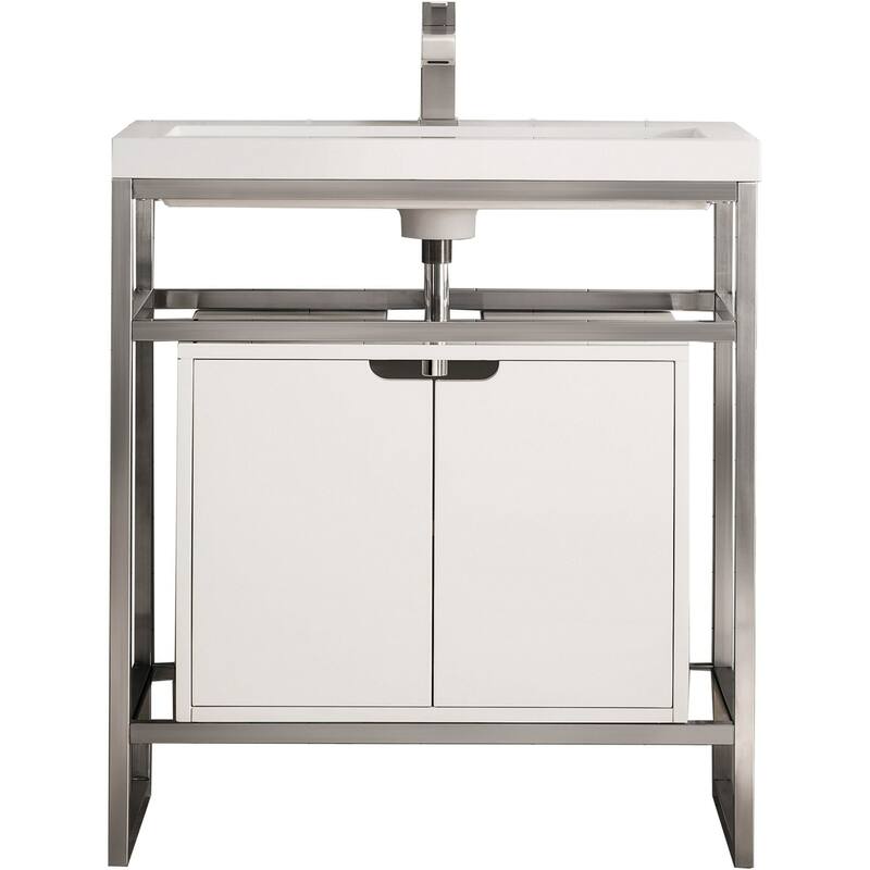 James Martin Vanities C105V31.5SCGWWG Boston 31-1/2" Rectangular - Brushed Nickel