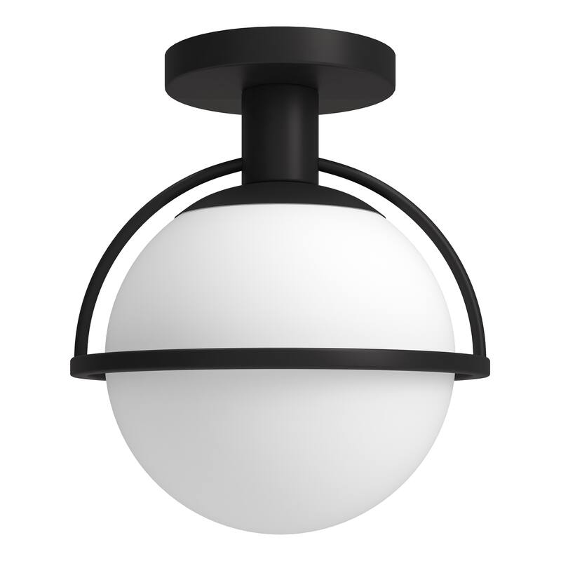 Cieonna 9.25" Wide Semi Flush Mount with Glass Shade - Black