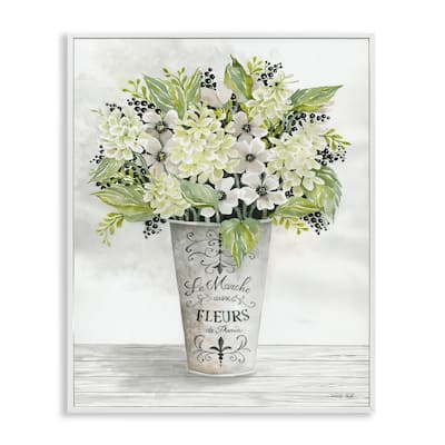 Stupell French Floral Greenery Bouquet Parisian Charm Flowers Framed Wall Art - White
